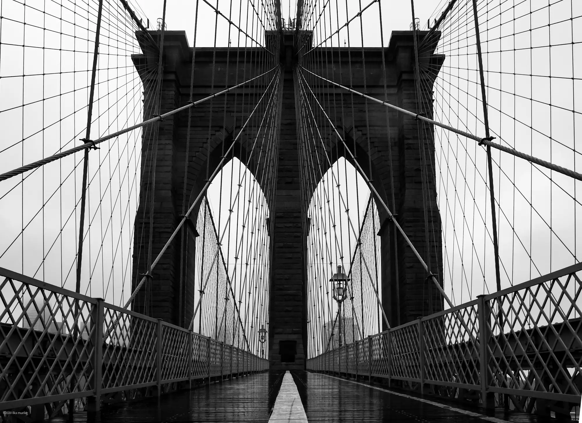 ilka mueller B W Cityscape Brooklyn Bridge