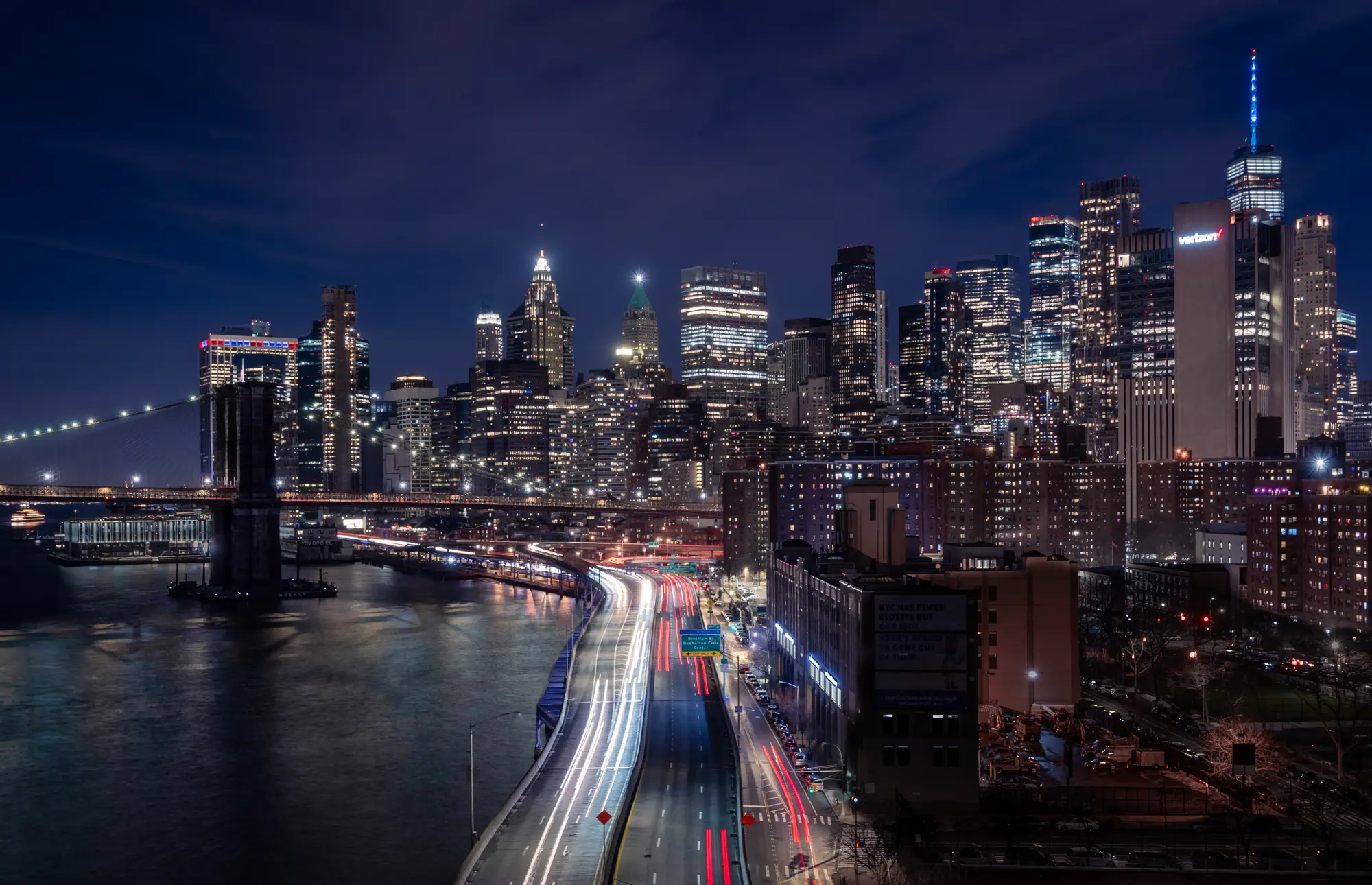ilka mueller City Night New York Manhattan Bridge Motorway