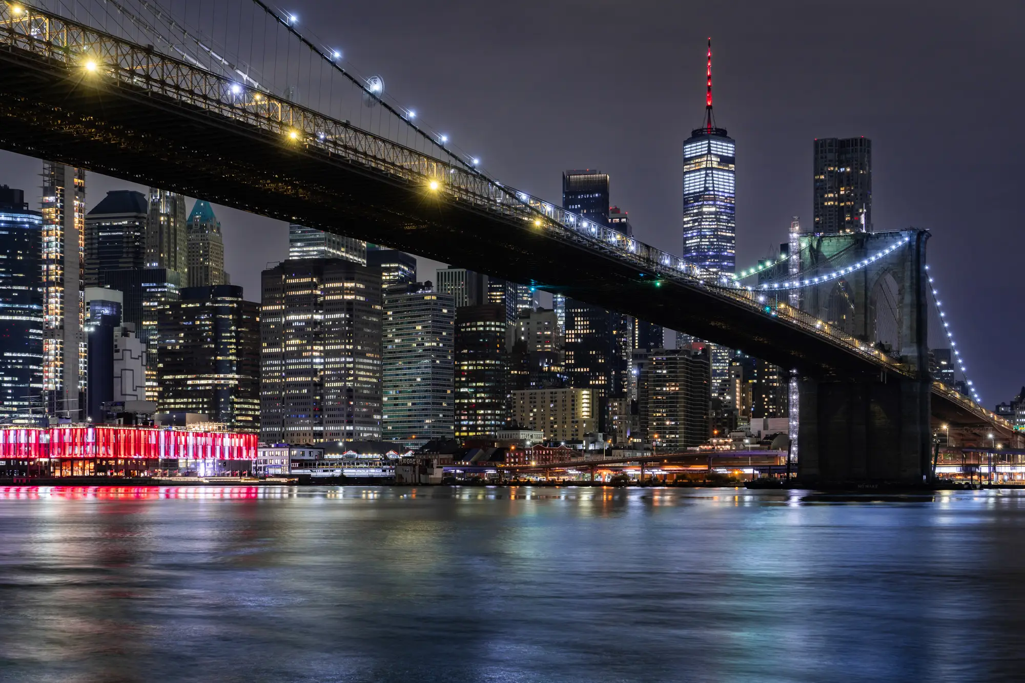 ilka mueller City Night New York Skyline Brooklyn Bridge