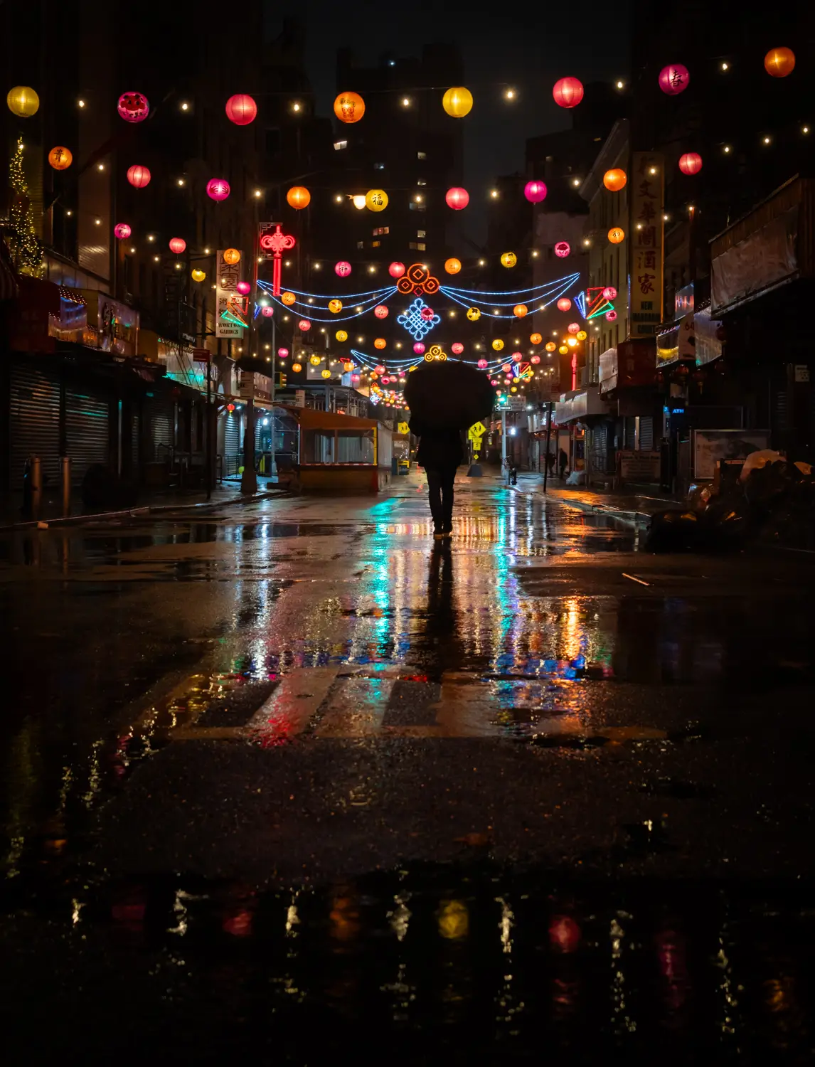 ilka mueller Night Streets New York China Town Lamps