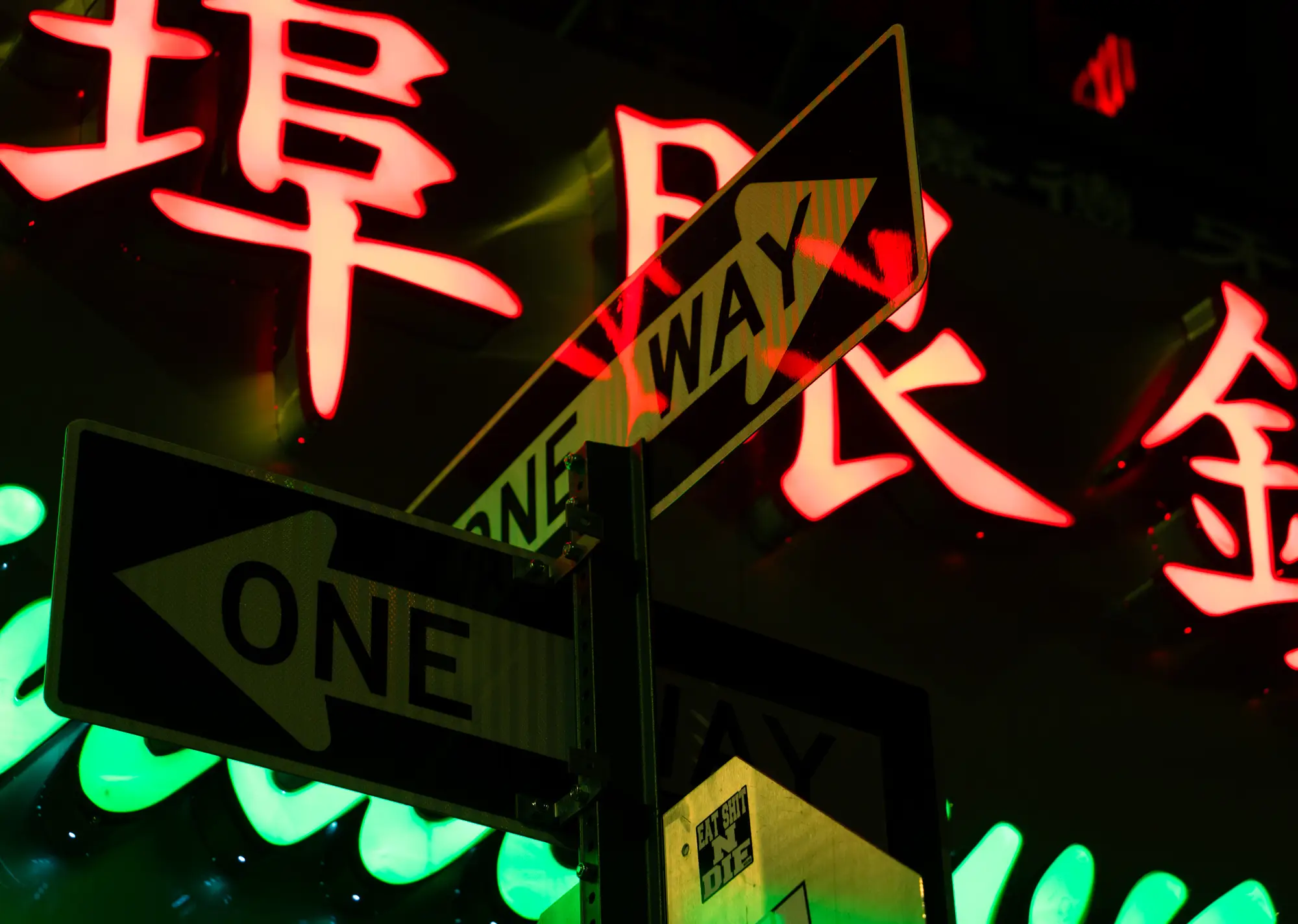 ilka mueller Night Streets New York China Town Street Sign